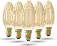 Calex LED Lamp Goud - Set van 5 Stuks, E14, B35 Kaars, Straight filament, 3.5W 250lm 2100K