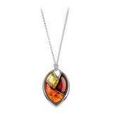 Cavill - Zilveren Halsketting - 925 Sterling Zilver met Cognac, Kersrode & Citroen Balktische Barnsteen - Fancy Cabochon - Bezel Gezette Sieraden