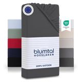 Blumtal Hoeslaken - Fitted Sheet - Jersey - Katoen - 120 x 200 x 30 cm - Antraciet - Set van 2