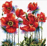 Needleart World Volledige Borduurpakketten Volwassenen - Voorbedrukt - Poppies