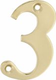 AMIG - Huisnummer 3 - Gepolijst Messing - 50 mm - Goudkleurig