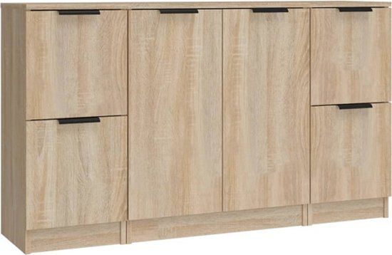 vidaXL Dressoirs 3 st bewerkt hout sonoma eiken