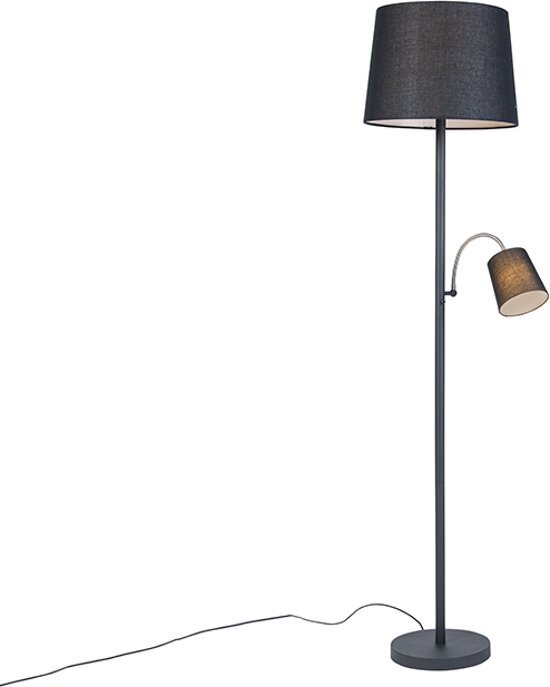 QAZQA Retro - Wandlamp met flexarm - 1 lichts - H 1580 mm - zwart