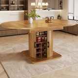 MODFU Uitschuifbare Eettafel - MDF Metaal - Donkerbruin - 118-158 Cm
