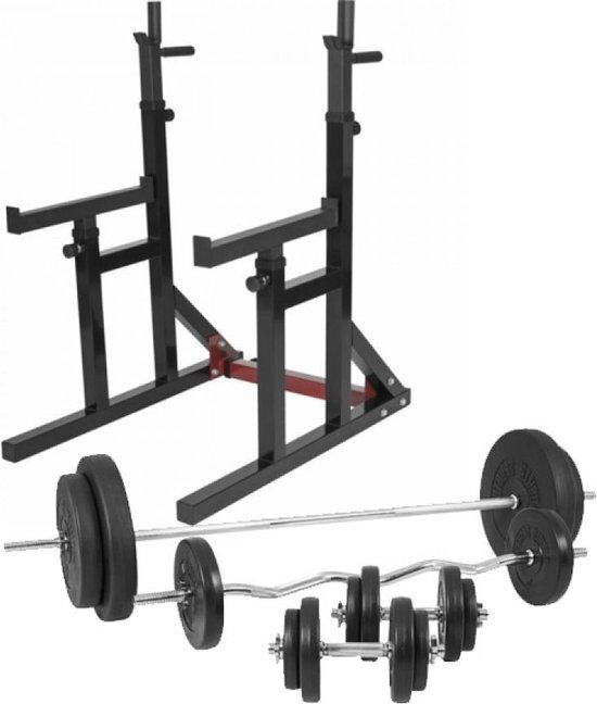 Gorilla Sports Multi Squat Rack Met 100 kg Halterset Kunststof