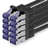 1aTTack.de 10x 0,25 M CAT7 netwerkkabel - 10 Gigabit - RJ45 patchkabel Ethernetkabel (SFTP PIMF LSZH CU) - voor DSL LAN switch modem router patchpaneel CAT7 CAT6 CAT5 - zwart