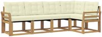 vidaXL - Hoek loungeset - 5 zitplekken - Wit en crème - Acacia hout