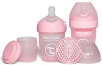 Twistshake 2x Pro Double Anti-Koliek Babyfles met Melkpoedercontainer en Mixer - 180ml | Langzame Stroom Siliconen Borstvormige Speen | BPA-Vrije Babyfles | Geschikt voor Pasgeboren Baby's 0+ | Wit