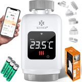 KESSER® 3x Slimme Radiatorknop Thermostaatkop Radiator Kraan | Radiatorthermostaat Knop met app-bediening en LCD-scherm - Vierkant, Wit