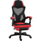 Pangivo Fauteuil de bureau ergonomique gaming avec repose-pieds inclinable et réglable noir et rouge