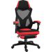 Pangivo Fauteuil de bureau ergonomique gaming avec repose-pieds inclinable et réglable noir et rouge