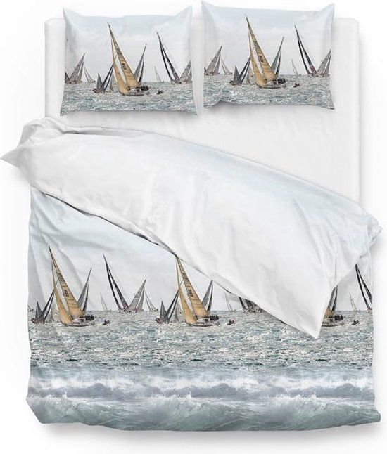 Zo!Home Gunnar Dekbedovertrek Lits-jumeaux 240x200/220 cm - Blue - Katoensatijn