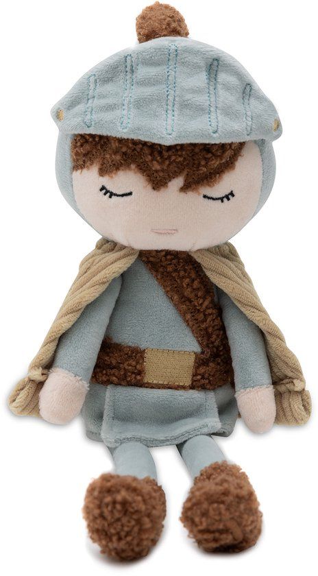 Jollein Knight Duke Knuffelpop – ridder met cape – 30 cm – knuffelpop – pluche figuur voor baby's en kinderen – handwasbaar – geboortegeschenk – babyspeelgoed