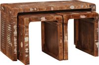 vidaXL Nesttafel 3 st bruin 82 x 40 x 46 cm massief gerecycled hout
