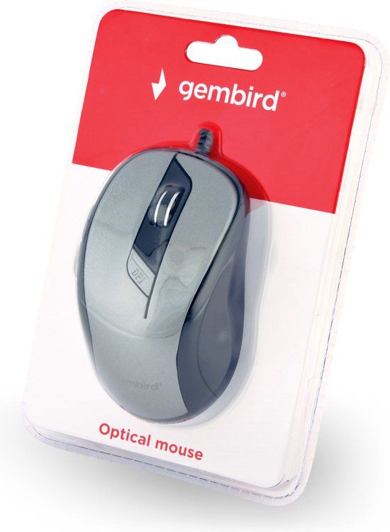 Gembird MUS-6B-01-BG - Muis - Rechtshandig - USB Type-A - Optisch - 1600 DPI - Zilver/Zwart