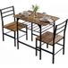 Ensemble table de salle à manger avec 2 chaises, table de cuisine avec chaises pour 2 personnes, cadre en métal, marron