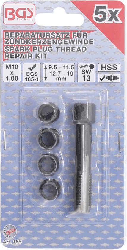 Bgs 165 | Reparatieset voor bougiedraad | M10 x 1,0 mm | 5-delig