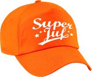 Bellatio Decorations Super juf cadeau petje - baseballcap - oranje - voor dames - bedankt kado - voor een school juf / leerkracht