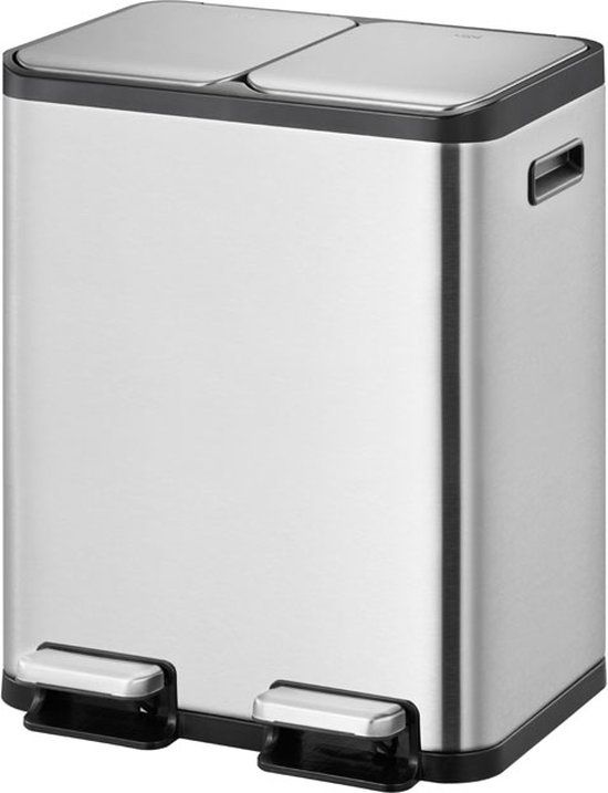 EKO EcoCasa 60L Pedal Bin - 2 x 30L Compartments - Stainless Steel - Matt Finish