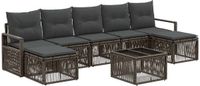 vidaXL Tuinbankenset 8-delig Grijs Polyrattan