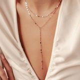 Hey Happiness Dubbele Layered Y-Ketting Dames Roestvrij Staal 18K Roségoud Verguld – Verstelbaar tot 45 cm – Roségoud