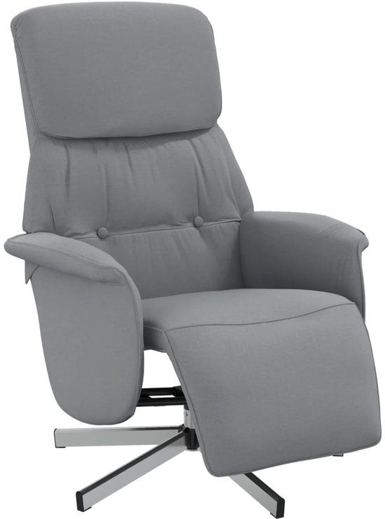 vidaXL Fauteuil verstelbaar met voetensteun stof lichtgrijs