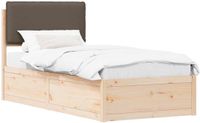 vidaXL Bedframe met Gevoerde Hoofdbord Taupe 100 x 200 cm