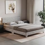 Vida Designs Victoria bed, bedframe, gestoffeerd hoofdeinde, slaapkamermeubilair (tweepersoons (4 voet), zilver fluweel
