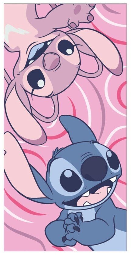 4KidsOnly AYMAX Lilo & Stitch strandlaken roze 70 x 140 cm Polyester