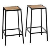 5 Five Simply Smart 5five - Set van 2 metalen barkrukken met zitting in houtlook ALIAJ