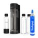Sodapop Sodamaker Logan starterset met CO2-cilinder, incl. 2 glazen flessen (850 & 600 ml) en 1 PET-fles (850 ml), mat zwart, hoogte 42,6 cm