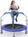 SereneLife Opvouwbare Mini Trampoline – Compact Fitness Trampoline voor Kinderen & Volwassenen, Trainings-Rebounder met Schuimhandgreep, Indoor/Tuin Workout Apparatuur, Max. Draagvermogen 68/100 kg