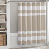 Madison Park Douchegordijn spa wafelweefsel lang douchegordijn voor badkamer 3 m Scotchgard vochtregulatie, spa kwaliteit moderne douchegordijnen voor badkamer, lang 72 x 78 cm taupe