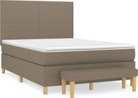 vidaXL Boxspringbed met matras, taupe, stof, 140x190 cm