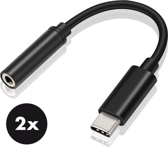 Staza USB-C naar 3.5mm AUX Audio Adapter met DAC - Set van 2 - Zwart