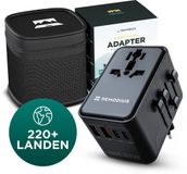 Remodius® Wereldstekker - Universele Reisstekker voor 220+ landen - Fast Charging - 2x USB-C & 2x USB A - Reisadapter voor Engeland (UK), Australië, Azië, Amerika (US), Europa, Afrika, India (IN), Sri Lanka, Nepal en meer - Snellader - Wereldstekkers