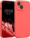 kwmobile hoesje geschikt voor Apple iPhone 15 - TPU backcover met siliconen coating - Étui smartphone in neon koraal