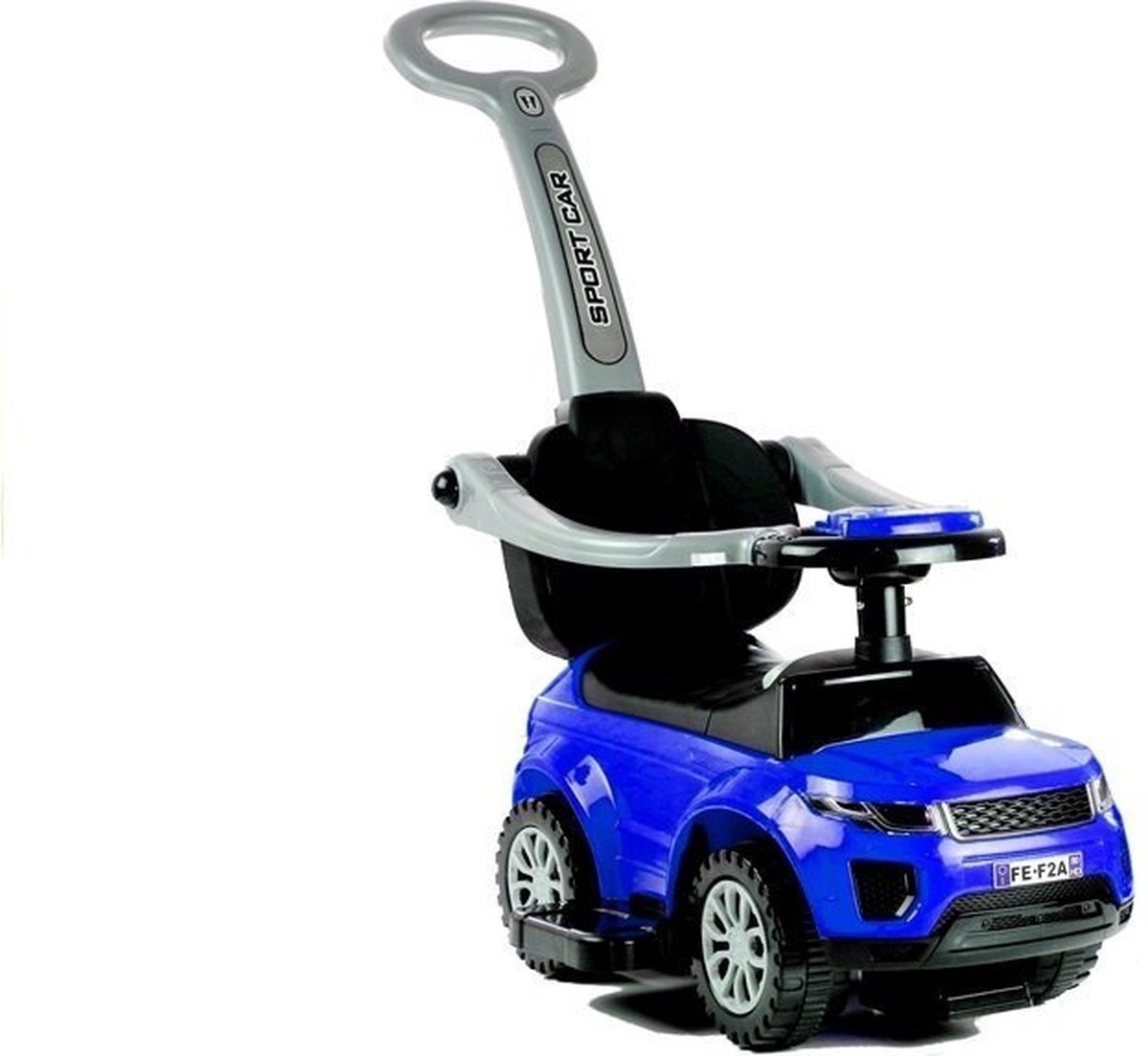 Lean Toys 3 in 1 sportauto loopauto met 5 geluiden op het stuur - Ride on met duwstang - Inclusief opberg vak onder zitting - Belastbaar tot 27 kg - Vanaf 1 jaar - Buitenspeelgoed - Blauw