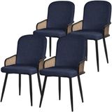 ML-Design Eetkamerstoelen set van 4 donkerblauw gestoffeerd met arm- en rugleuning