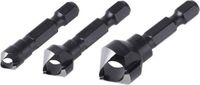 wolfcraft Verzinkboor Set - 3 Verzinkboren Ø 8, 12, 16 mm - Zeskantschacht