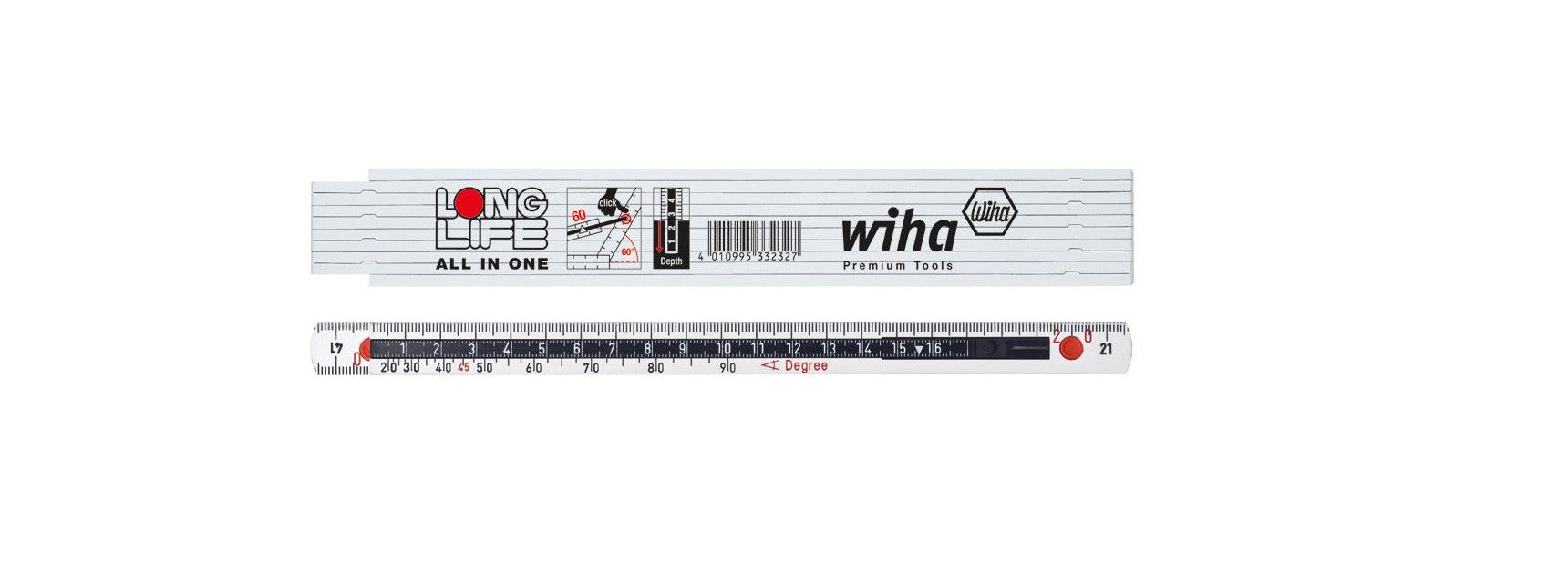 Wiha 410 2007 - Lineaal - wit - 1,50 cm
