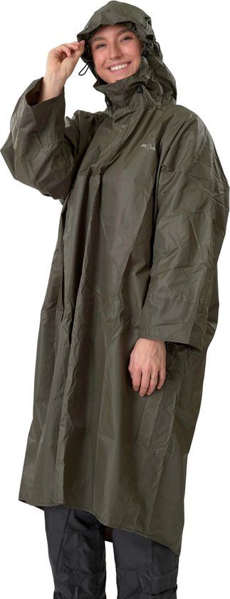 LOWLAND OUTDOOR Wandelponcho - 100% waterdicht - Ademend - Unisex - Groen - Maat M