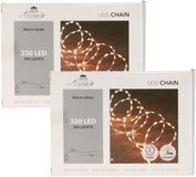 Anna's Collection Draadverlichting lichtsnoer - 2x - 330 leds - warm wit - zilver draad - 500 cm