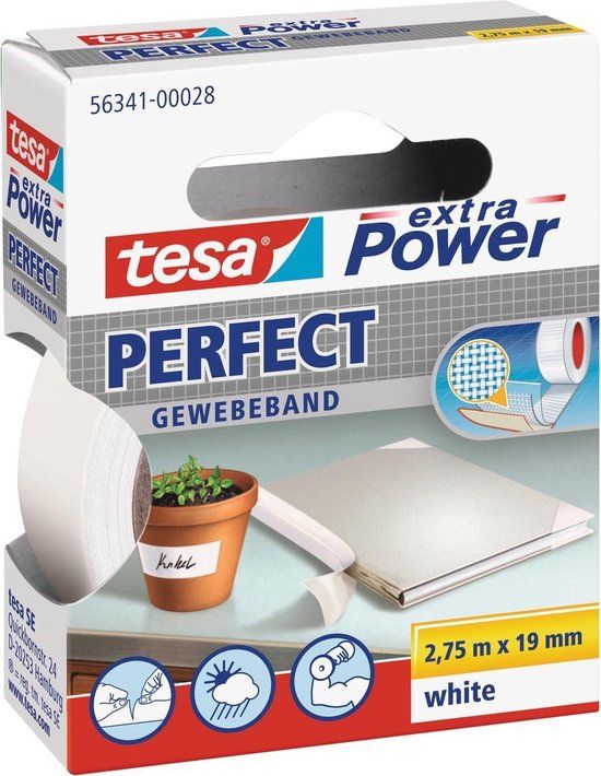 Tesa Extra Power Perfect Plakband - Wit - 19 mm x 2.75 m