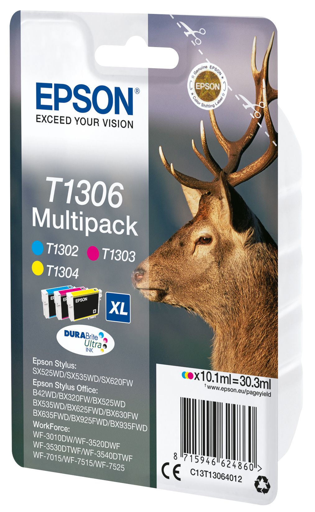 Epson T1306 - Multipack - 3-kleuren - DURABrite Ultra Ink - Origineel