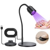 AiQInu UV-lamp voor nagels, ledlamp voor manicure, mini-zwart, draagbaar, met flexibele zwanenhals en voetschakelaar, 3 m kabel, USB