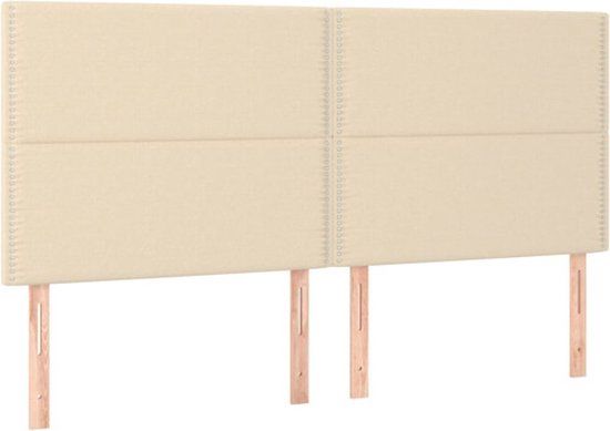 vidaXL Hoofdbord - crème - 180x5x118/128 cm - stof