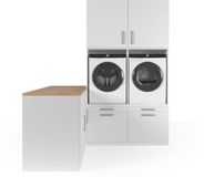Wasophoogte® Wasmachine Kast Brussels - Wasmachine verhoger - Wasmachine ombouw - 700(D)*2030(B)*2350(H) mm - Wit