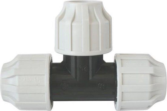 SOMATHERM FOR YOU - Gelijke kunststof T-stuk voor PE-buis D25 - Buitenklem