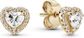Pandora Timeless Elevated Heart gouden oorknopjes met heldere zirkoniasteentjes